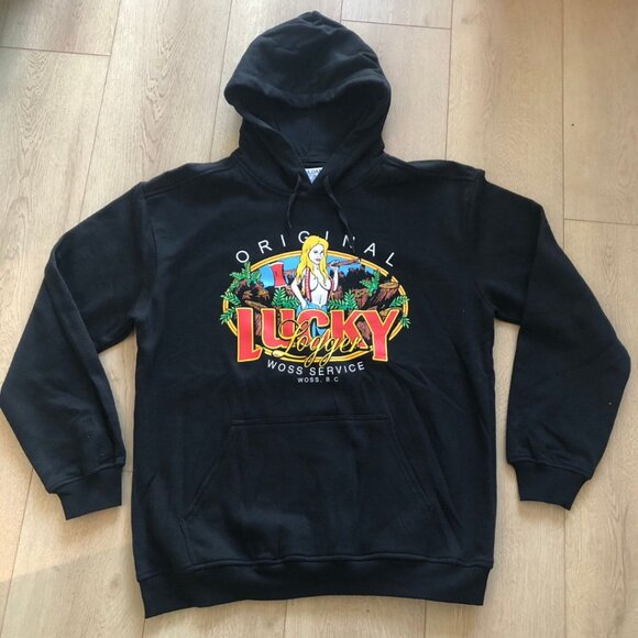 NWOT - Gildan Premium Cotton Black Lucky Logger Hoodie - Medium - Picture 2 of 16